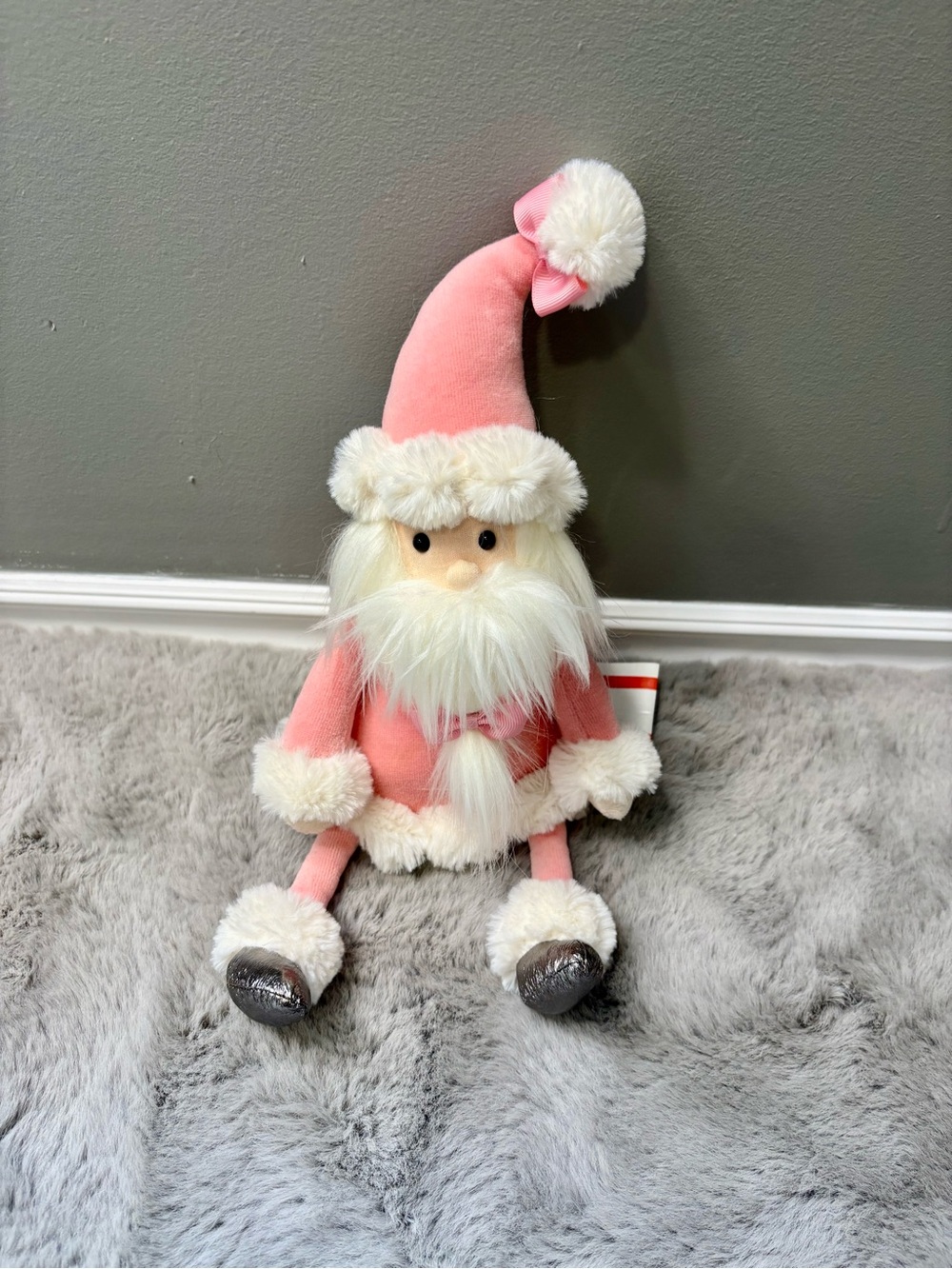 Jellycat Splendid Pink and White Plush Santa BNWT super rare